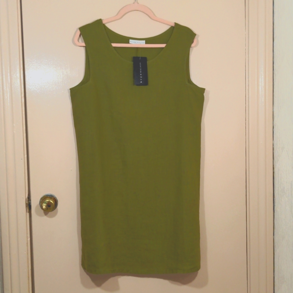 Bryn Walker long tank, olive green light linen, oversized S, NWT